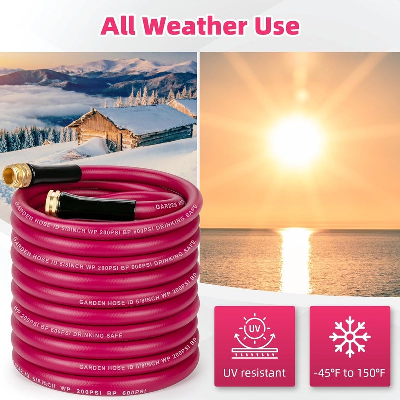 WELLUCK Garden Hose 5/8 in x 75 ft, Heavy Duty Durable Anti Kink Flexible Garden Water Hose for Drinking Water Safe BPA Free, All-weather Lightweight Water Hose for Garden RV Camper Marine - Image 4